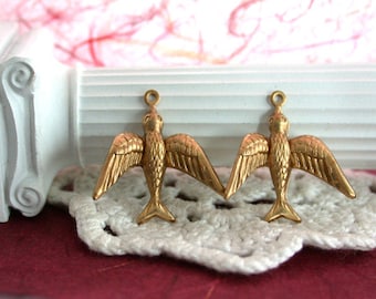 Bird Charms, Brass Stampings, Bird Stampings, Brass Bird Stampings, Brass Birds, Birds, Swallows STA-023