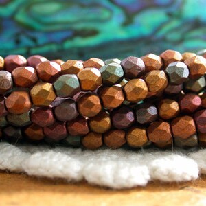 3mm Firepolished, Matte Metallic Bronze Iris, Czech Glass Fire Polished Beads, Czech Glass Beads, Faceted Glass Beads  CZ-382