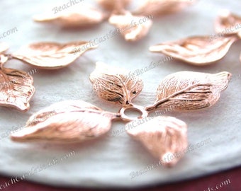 Rose Gold Leaves, Rose Gold Leaf Stampings, Vintage Style Rose Gold Leaves, Bridal Wedding Hair Craft Supplies, Made in America USA STA-384