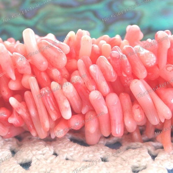 1 Strand ~ Peach Pink Coral Beads, Branch Coral Beads, Stick Coral Beads, Cupolini Coral Beads SP-478