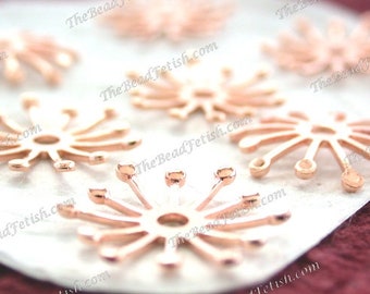 Rose Gold Plated Brass Snowflakes, Star Stampings, Flake Stampings, Wedding Hair Vine Tiara Craft Supplies, Made in USA  STA-986