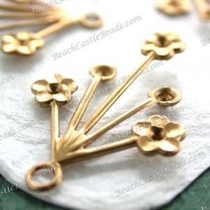 Raw Brass Flower Rhinestone Settings, Flower Stampings, Vintage Style Wedding Tiara Crown Hair Vine Craft Supplies, Made in USA ~ STA-489