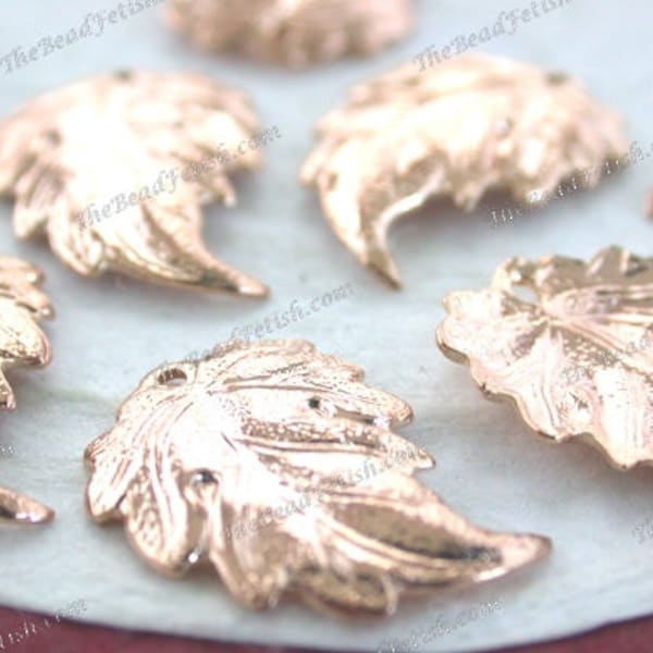10 ~ Rose Gold Leaf Stampings, Vintage Style Rose Gold Leaves, Bridal Wedding Hair Vine Crown Supplies, Made in America USA STA-1048
