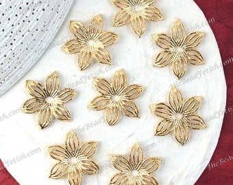 Estampados de flores de latón chapado en oro brillante, flores de estilo vintage, boda Tiara corona pelo vine artículos de artesanía, hecho en EE.UU. STA-1015