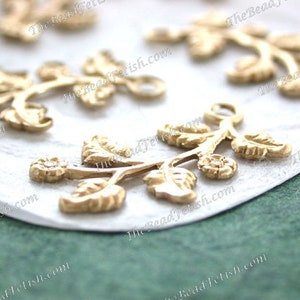 Raw Brass Vintage Style Leaf & Flower Stampings, Vintage Style DIY Wedding Tiara Crown Hair Vine Craft Supplies, Made in USA ~ STA-680