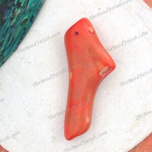 1 ~ 40 x 17mm Branch Coral Bead, Drilled Coral Pendant Burnt Orange Buttercup Yellow Coral  SP-467-05