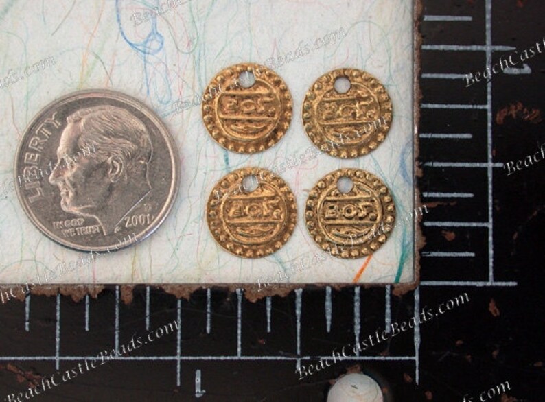 100 10mm Brass Coin Charms, Brass Coin Stampings, Belly Dancing Coins, Brass Coins for Costumes, Costume Supplies MB-015-100 image 4