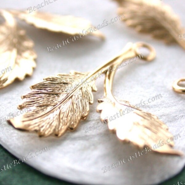 Hojas de oro brillante, estampados de hojas de estilo vintage, suministros artesanales de vid de pelo de corona de tiara de boda, hojas de metal dorado, hecho en EE. UU. ~ STA-526