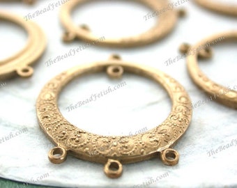 2 ~ Raw Brass Stampings, 5 Loop Fancy Solid Brass Hoops, Vintage Style Earring Findings, Made in USA ~ STA-1052