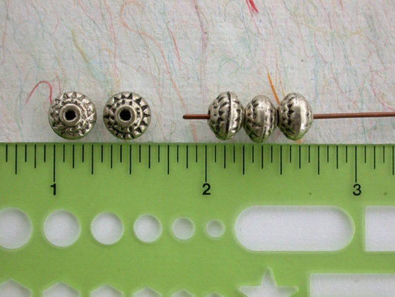 Antique Silver Color Brass Beads, Metal Beads, Large Hole Beads, Macrame Beads MB-029-100 image 4