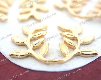 Bright Gold Leaves, Vintage Style Leaf Stampings, Wedding Tiara Crown Hair Vine Craft Supplies, Gold Metal Leaves, Made in USA ~  STA-849