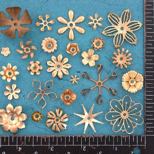 Flowers Vintage Style Supplies Scrap booking Collage Craft Supplies Jewelry Supplies Made in USA Wedding Supplies Brass Flowers STA-105 image 4