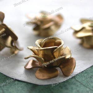 3-D Hand Riveted 13mm Raw Brass Flowers Vintage Style Supplies, 3-D Flower Stampings, Jewelry Supplies Made in USA Wedding Supplies STA-290
