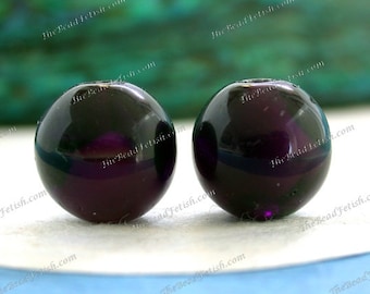 2 ~ 12mm Vintage West German Givre Dark Amethyst Purple White & Crystal Pressed Glass Round Beads, Old Glass Beads VB-886
