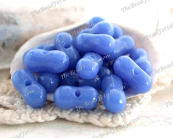 12 ~  Vintage Bohemian Opaque Blue Glass Beads, Pressed Glass Vintage Beads, Blue Vintage Beads VB-228