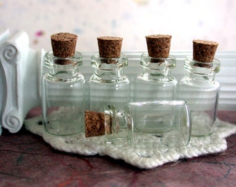 Glass Bottles, Tiny Glass Bottles, Glass Vials, Small Glass Vials with Corks, Small Bottles with Corks MS-002-5