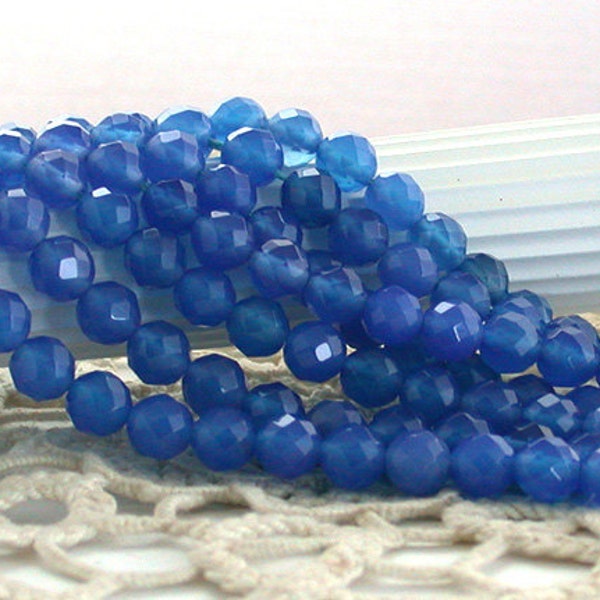 Blue Onyx Beads, Blue Onyx Faceted Beads, Faceted Onyx Beads, Semi Precious Stone Beads, Gemstone beads  SP-084