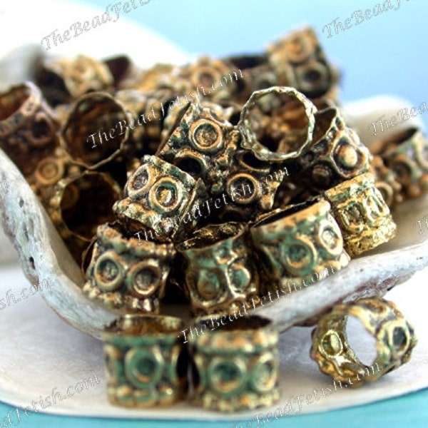 100 ~ Brass Beads, Brass Tube Beads, Light Weight Metal Beads, Large Hole Beads, Macrame Beads MB-008-100