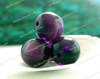 4 ~ 10mm Vintage West German Givre Dark Amethyst Purple White & Crystal Pressed Glass Round Beads, Old Glass Beads VB-887