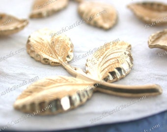 Raw Brass Leaves, Vintage Style Leaf Stampings, Hair Craft Supplies, Jewelry Supplies, Made in USA, Wedding Supplies, Brass Leaves STA-401