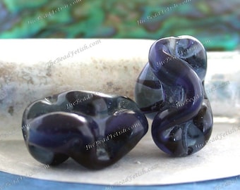 2 ~ 19 x 12mm Vintage Japanese Handmade Montana Blue Lamp Work Glass Beads, Blue Vintage Beads, Old Glass Beads VB-872