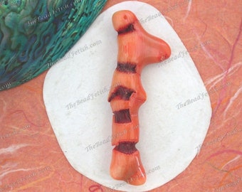 1 ~  68 x 24mm Stick Coral Bead, Branch Coral Bead, Drilled Coral Pendant Burnt Orange Buttercup Yellow Garnet Coral   SP-467-06