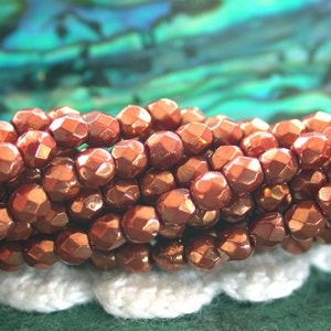 2mm Fire Polished Beads, Czech Glass Fire Polished Beads, Czech Glass Beads, Faceted Glass Beads, Patina Bronze Copper Beads CZ-489 image 1