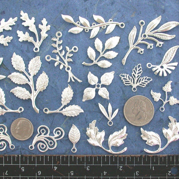 Zilveren metalen blad Mix, Sterling zilver verguld messing blad allerhande, zilveren bladeren, Wedding & haar Craft Supplies, Made in USA STA-383