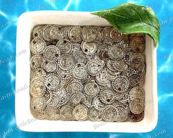 100 ~ 10mm Antique Nickle Silver Coin Charms, Silver Coin Stampings, Belly Dancing Coins, Silver Coins for Costumes  MB-014-100
