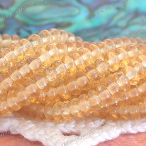 2 Strands ~ 4mm Rondelles, Czech Glass Beads, Czech Glass Rondelles, Medium Topaz Colored Glass Beads, Glass Spacer Beads CZ-755