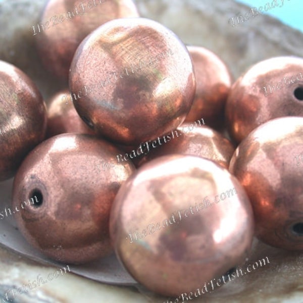 10 ~ 20mm Round Copper Beads, Handcrafted Hollow Copper Beads, Large Hole Beads, Macramé Beads, Handmade in India  MB-096