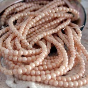 2 Strands, 200 ~ 3mm Round Glass Beads, 3mm Opaque Champagne Luster Czech Glass Druks, Round Glass Beads, Glass Beads, Druk Beads CZ-119