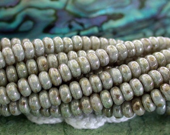 3mm Rondelles, Turquoise Rondelles, Czech Glass Beads, Czech Glass Rondelles, Opaque Ultra Luster Green Beads CZ-514