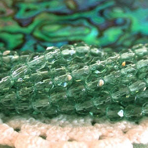 2 Strands 100 ~ 4mm Fire Polished Beads, Czech Glass Firepolished Beads, Prairie Green Beads, 4mm Faceted Beads CZ-325