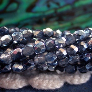 2mm Fire Polished Beads, Czech Glass Fire Polished Beads, Czech Glass Beads, Faceted Glass Beads, Mirror Denim Beads  CZ-484