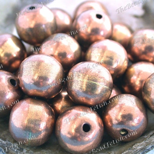 25 ~ 15mm Round Copper Beads, Handcrafted Hollow Copper Beads, Large Hole Beads, Macramé Beads, Handmade in India  MB-099