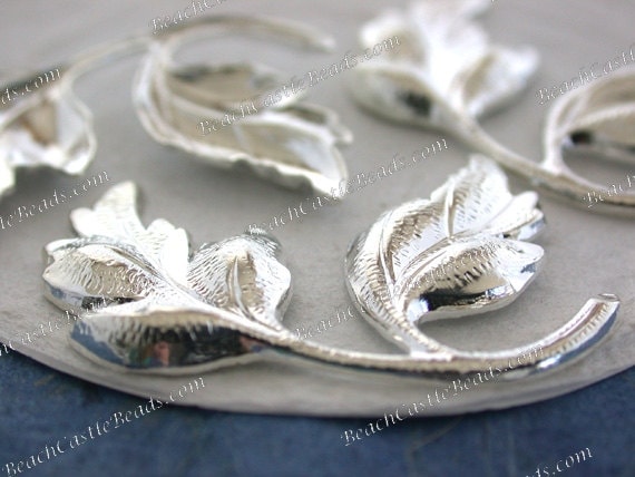 Bright Silver Leaves Vintage Style Supplies Scrap booking Craft Supplies Jewelry Supplies Made in USA Wedding Supplies Brass Leaves STA-271