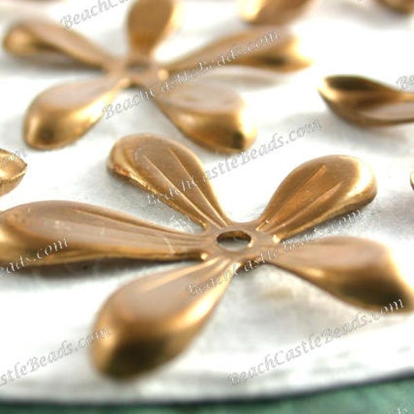 Raw Brass Flower Stampings Vintage Style DIY Wedding Tiara Crown Hair Vine Craft Supplies, Made in USA ~ Vintage Style Metal Flowers STA-451