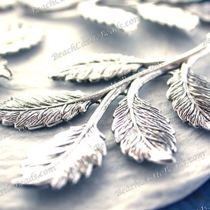 Antique Sterling Silver Plated Brass Leaf Stampings Vintage Style Hat Making Wedding Hair Crafts Collage Made in USA Silver Leaves STA-466 image 1