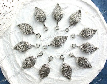 Antique Sterling Silver Plated Brass Leaf Stampings Vintage Style Hat Making Wedding Hair Crafts Collage Made in USA Silver Leaves STA-469