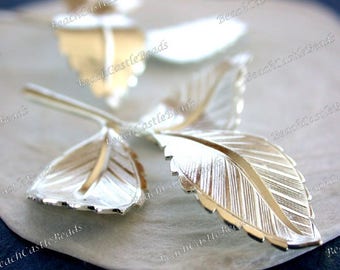 Bright Silver Leaves 44 x 48mm Leaves Vintage Style Supplies Craft Supplies Jewelry Supplies Made in USA Wedding Supplies  STA-350