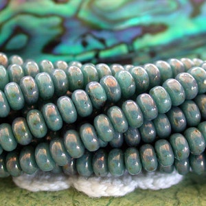 3mm Rondelles, Turquoise Rondelles, Czech Glass Beads, Czech Glass Rondelles, Luster Iris Turquoise Glass Beads CZ-517