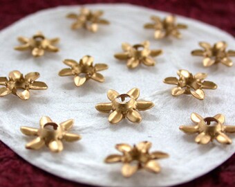 Raw Brass Flowers Vintage Style Supplies, Collage, Hair Craft Supplies, Jewelry Supplies, Made in USA, Wedding Supplies, Enameling  STA-082