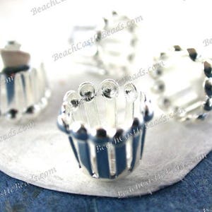 Bright Sterling Silver Plated Flowers Vintage Style Jewelry Supplies Stampings Made in USA Wedding Supplies Hair Craft Supplies STA-552