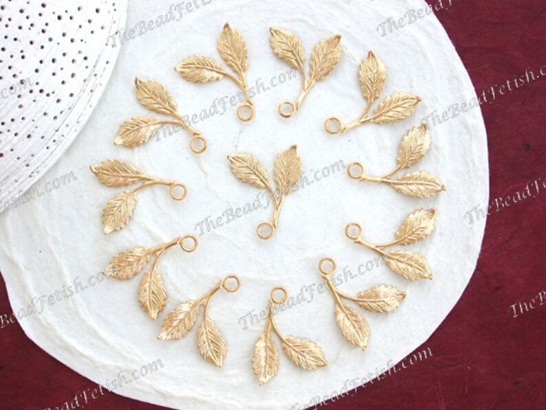 Bright Gold Leaves Vintage Style Leaf Stampings Wedding Etsy