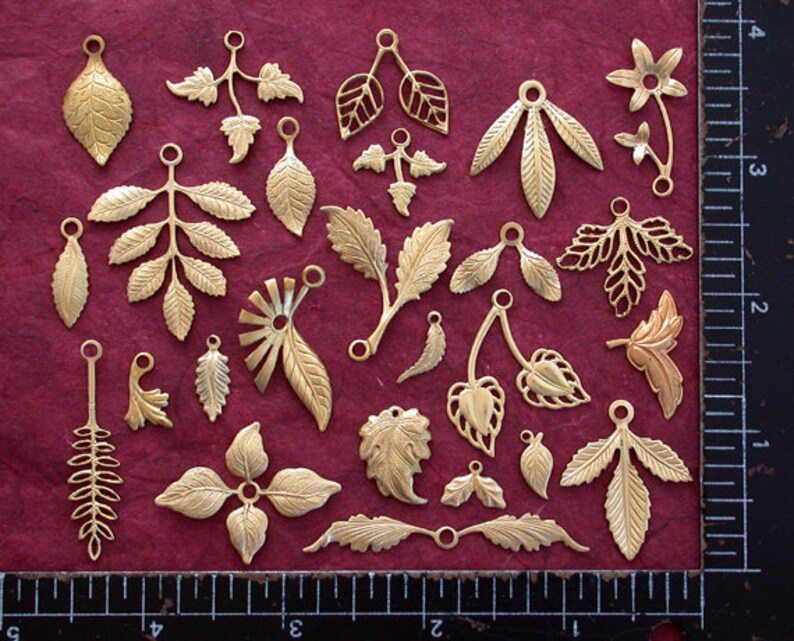 Leaves,Vintage Style,Supplies,Scrap booking,Collage,Craft Supplies,Jewelry Supplies,Made in USA,Wedding Supplies,Brass Leaves, STA-157 image 4