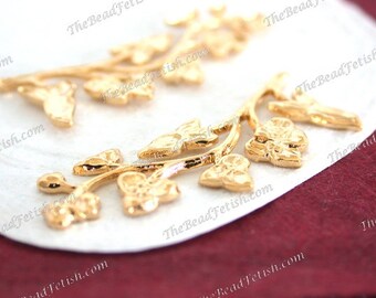 Bright Gold Vintage Style Flower & Leaf Stampings, Wedding Tiara Crown Hair Vine Craft Supplies, Gold Metal Leaves, Made in USA ~  STA-866