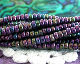 3mm Rondelles, Czech Glass Rondelles, Purple Iris Rondelles, Glass Spacer Beads, Czech Glass Beads,  CZ-572