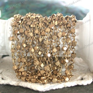 5 Feet ~ 2mm Raw Brass Bead Chain, Faceted Brass Bead Chain, Beaded Chain, Bead Chain, Jewelry Chain, Unplated Raw Chain   CHN-323