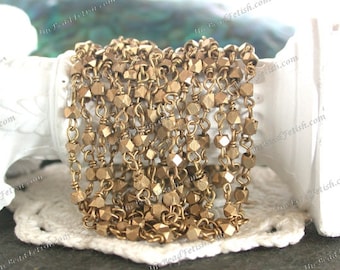 5 Feet ~ 2mm Raw Brass Bead Chain, Faceted Brass Bead Chain, Beaded Chain, Bead Chain, Jewelry Chain, Unplated Raw Chain   CHN-323